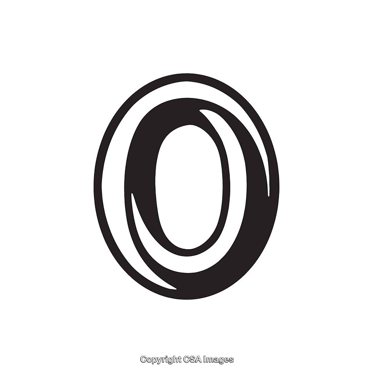 Stylized Black-and-White Letter O Design Illustration