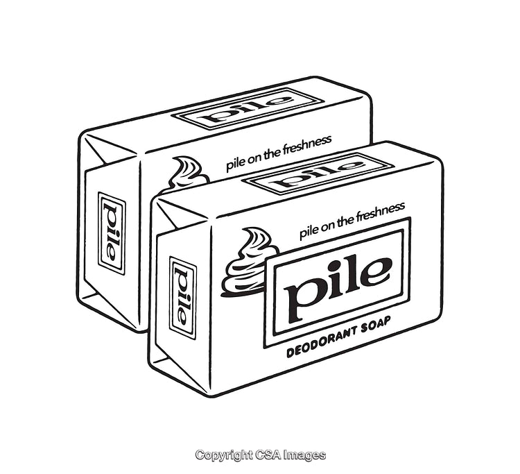 Black and White Line Art of Soap with Emphasis on Freshness