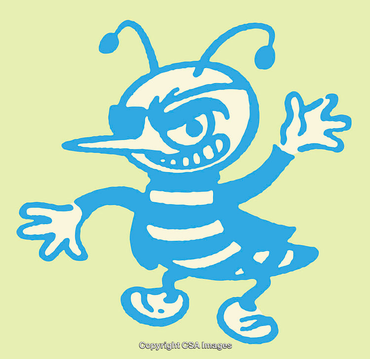 Playful Cartoon-Inspired Blue Character With a Unique Expression on a Light Background