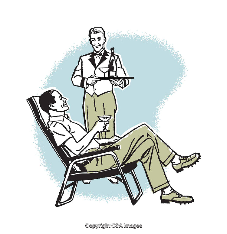 Retro Illustration of Leisure at Outdoor Service with Wine
