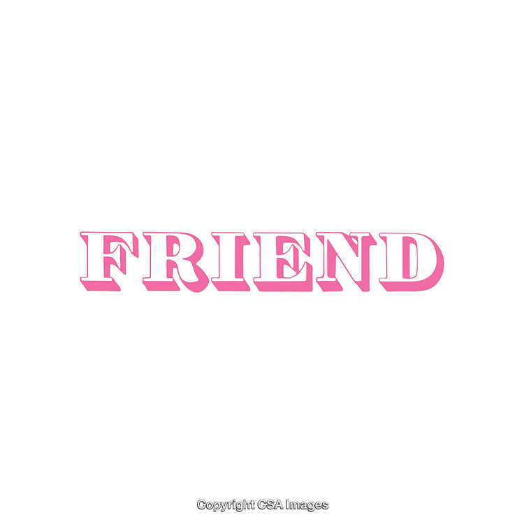 Friendship Text Illustration in Pink on White Background
