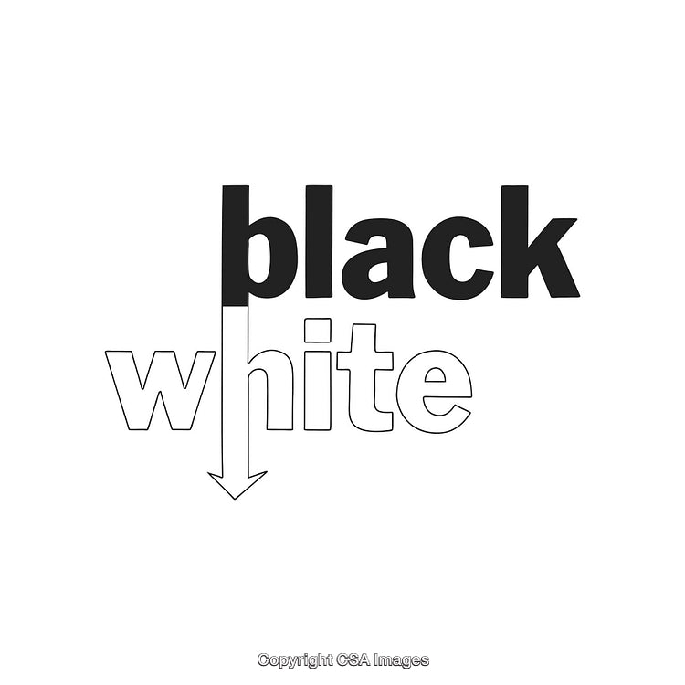 Creative Black and White Typography Design with Contrasting Arrow Symbol