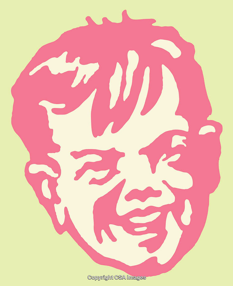 Vibrant Line Art Illustration of A Smiling Face in Bright Tones