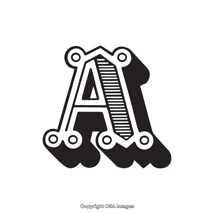 Decorative Letter A With Artistic Geometric and Vintage Elements