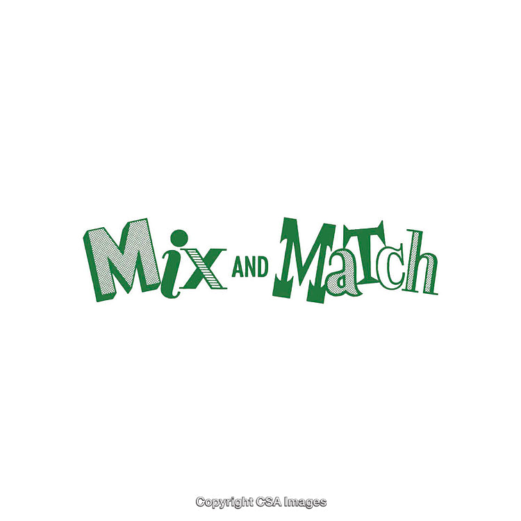 Creative Green Monochrome Mix and Match Text Art Graphic Design