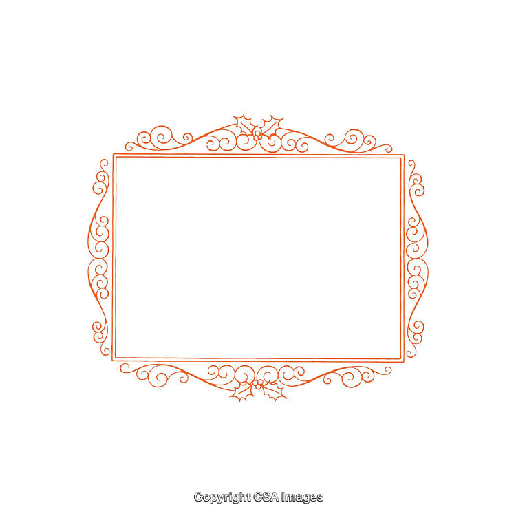 Ornate Decorative Frame With Intricate Holiday-Themed Design Elements in Red