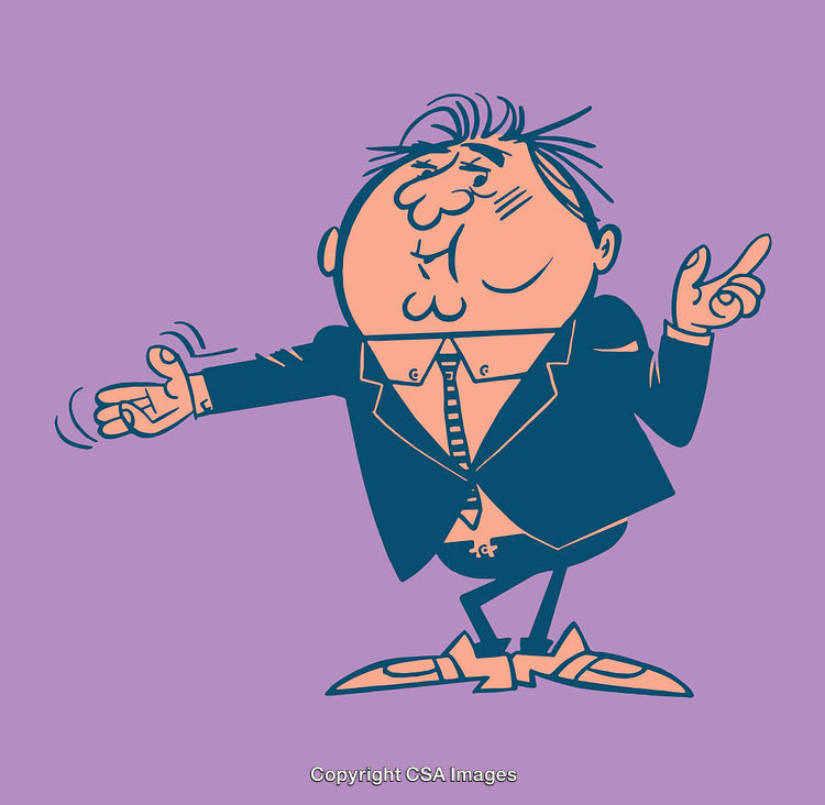 Color Line Art Illustration of a Cheerful Businessperson Cartoon Character