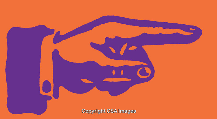 Colorful Illustration of a Pointing Hand on an Orange Background