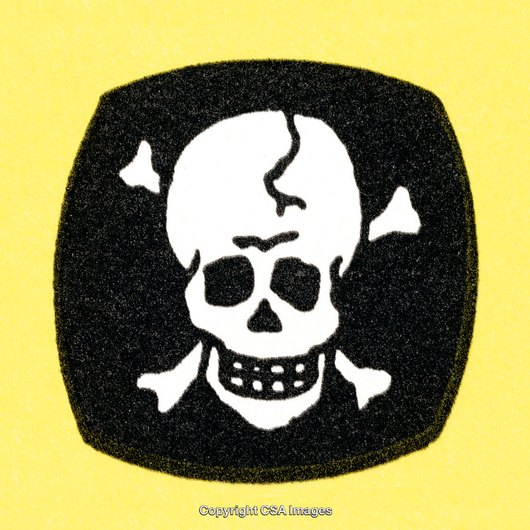 Vintage Skull and Crossbones on Yellow Background