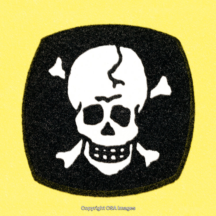 Vintage Skull and Crossbones on Yellow Background