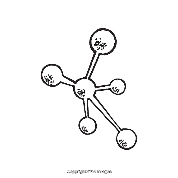 Abstract Atom-Inspired Diagram in Black and White Aesthetic Style