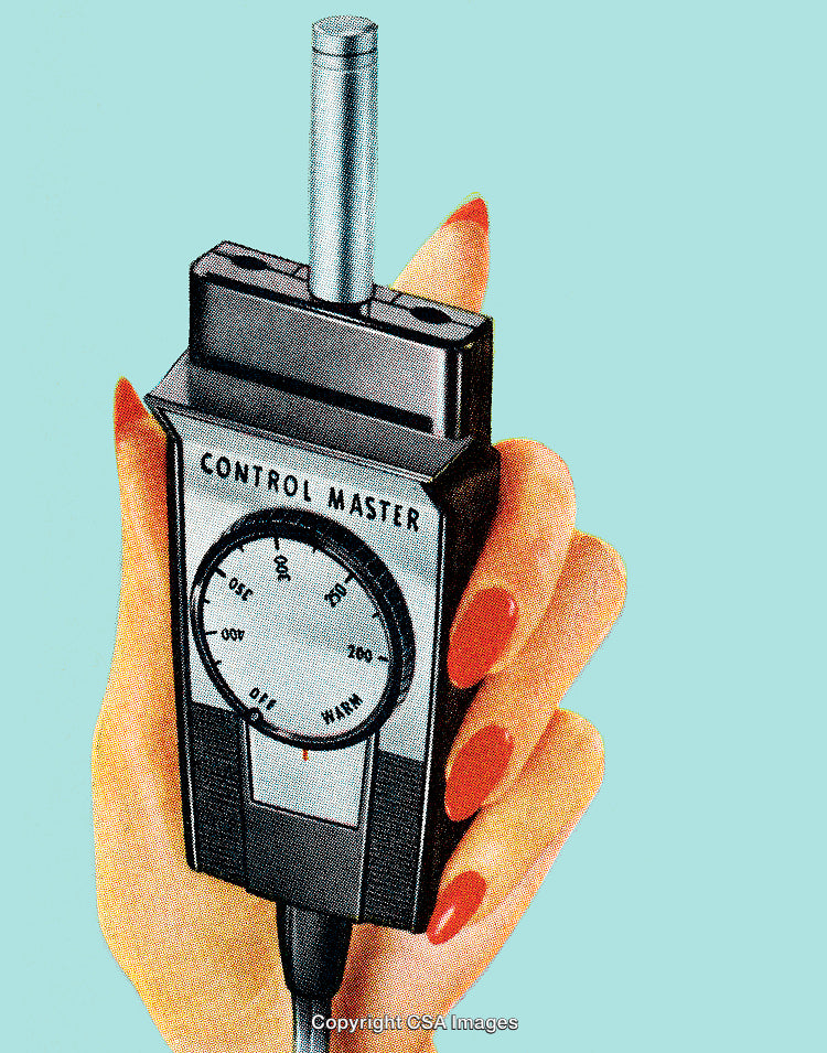Vintage Handheld Control Device with Retro Style and Dot Screen Design
