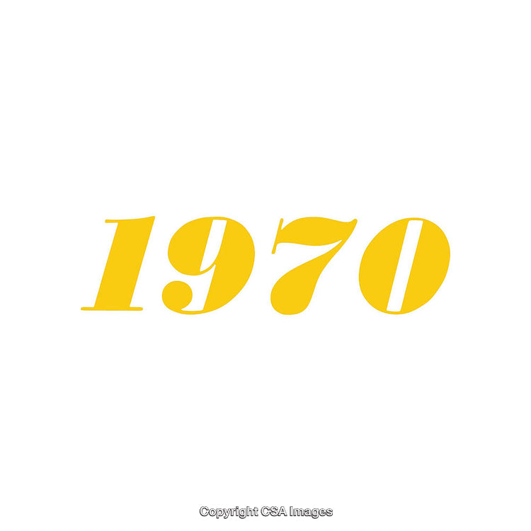 Minimalist Bold Yellow 1970 Text on a White Background
