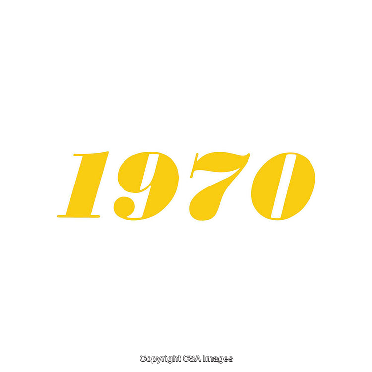 Minimalist Bold Yellow 1970 Text on a White Background
