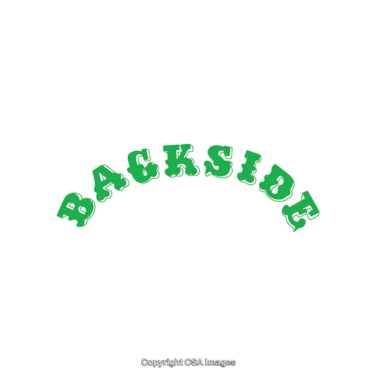 Green Backside Text Design on White Background with Decorative Style Elements