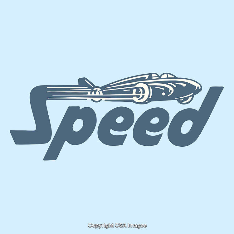 Vintage Car Illustration Depicting Speed in a Retro Style