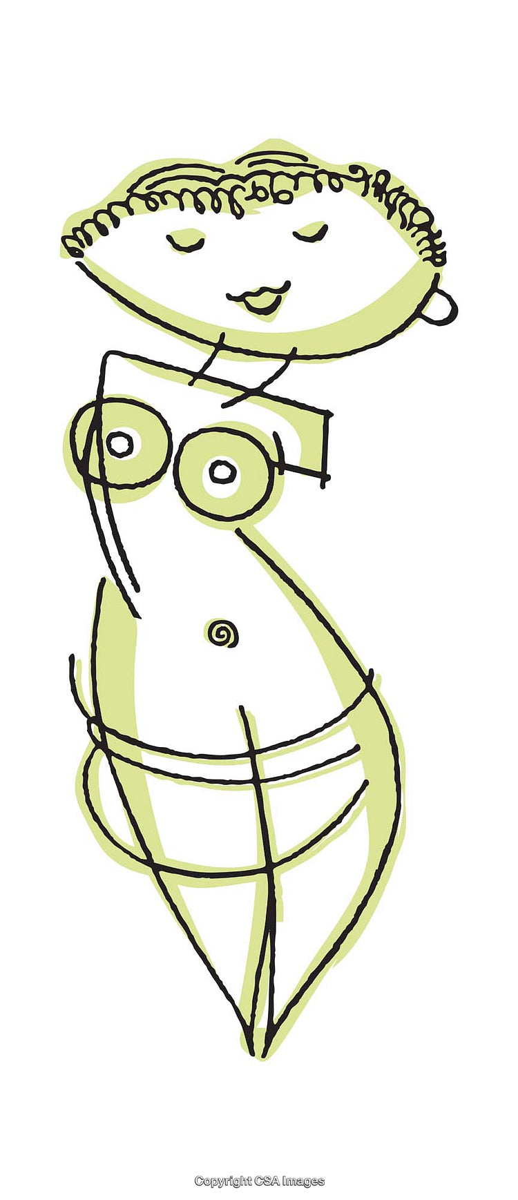 Abstract Artistic Female Figure Drawing with Expressive Lines and Minimalist Design