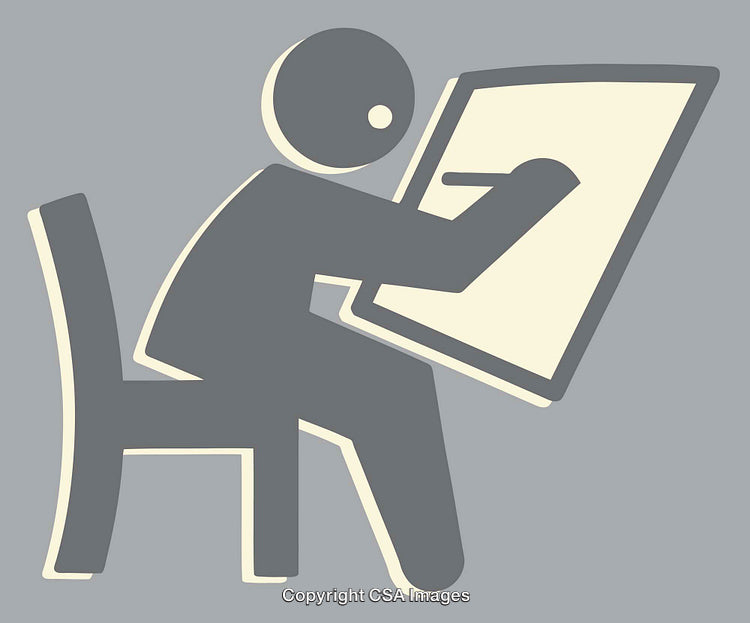 Stylized Illustration of Person Drawing on a Canvas in Minimalist Line Art