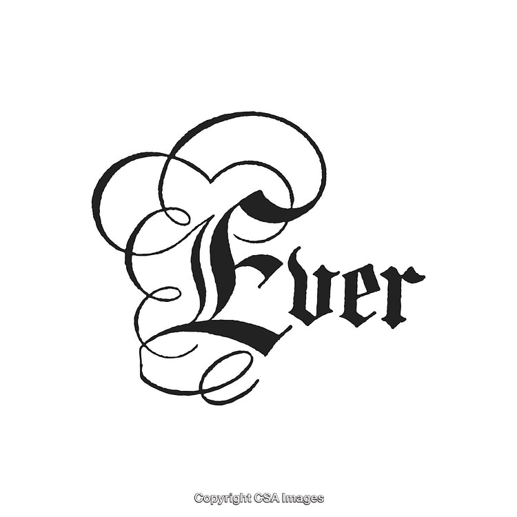 Elegant Calligraphy Design Featuring the Word 'Ever' in a Vintage Style