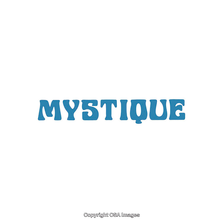 Mystique Typography in Blue on a Clean White Background