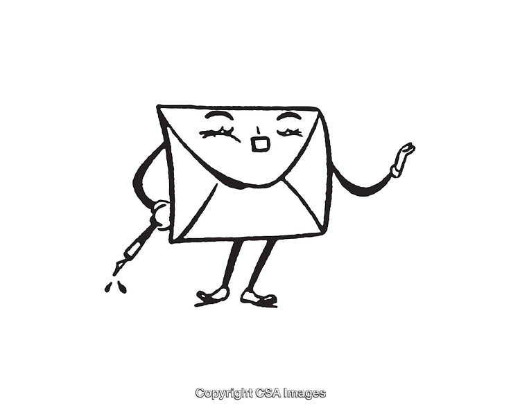 Whimsical Mail-Inspired Illustration With Cute Character Line Art Design