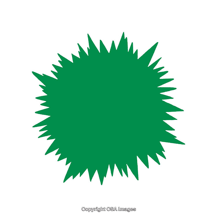 Green Spiky Abstract Shape on a White Background