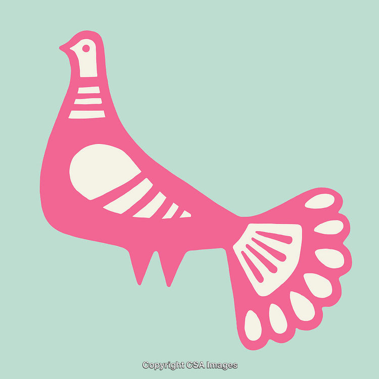 Vibrant Pink Bird Illustration with Simplistic Graphic Design