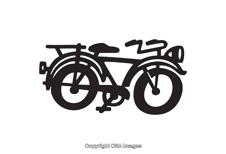 Stylized Black and White Line Art Illustration of a Vintage Bicycle