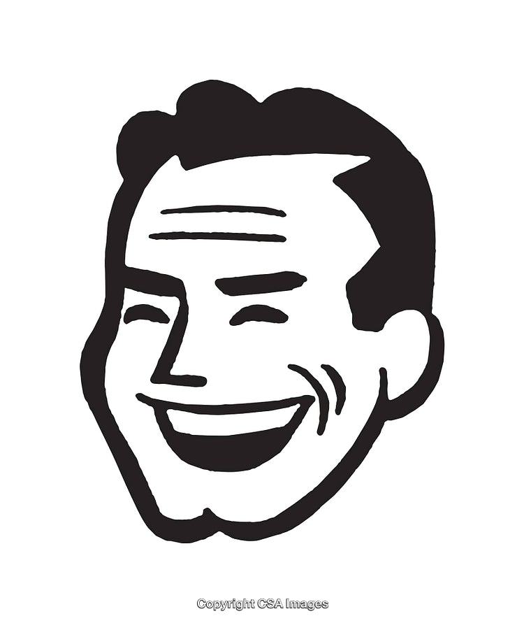 Retro Style Black and White Smiling Face Illustration