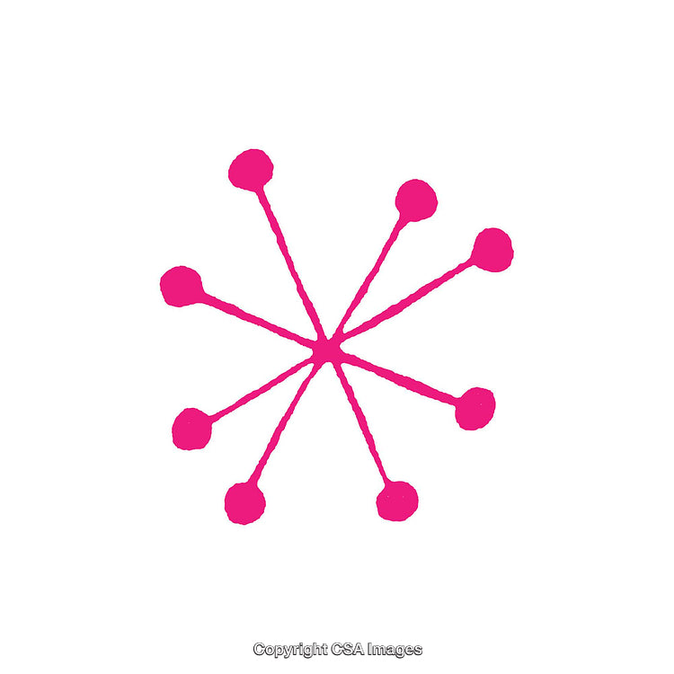 Bright Minimalist Pink Atomic Symbol on White Background
