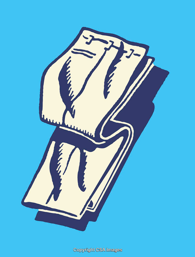 Folded Newspaper Illustration with Bold Blue Background Highlighting Details