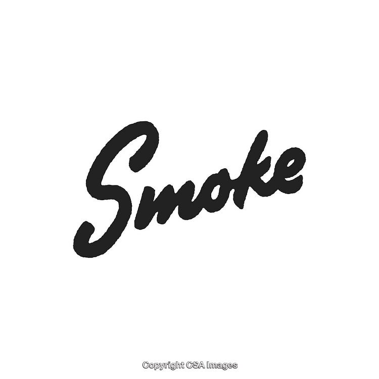 Stylized Smoke Lettering in Bold Black Font on a White Background