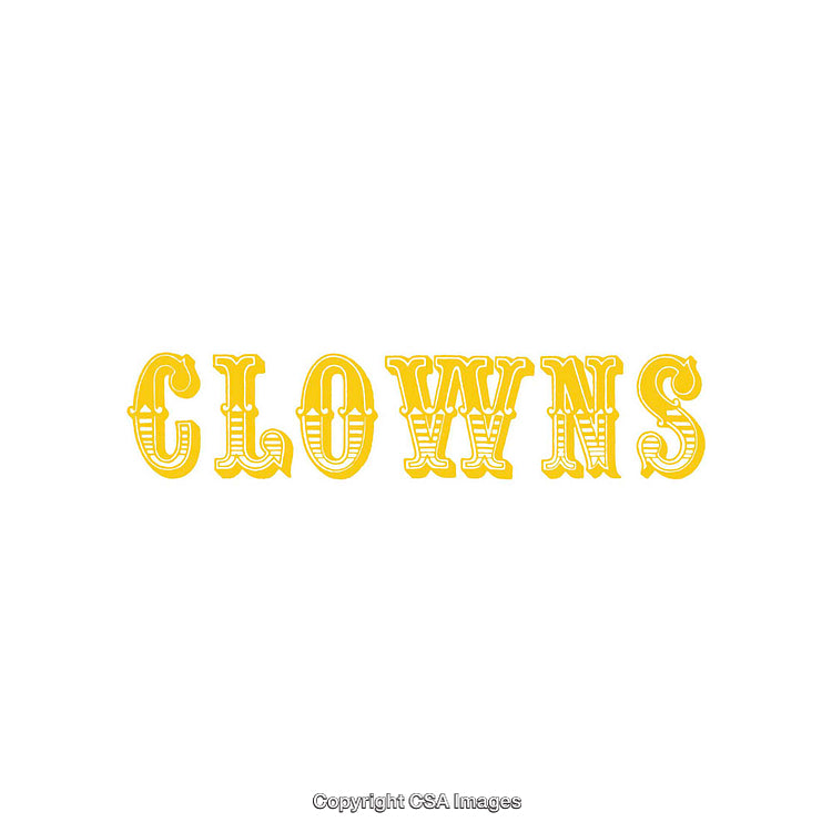 Vintage Circus-Style Yellow Typography Art Featuring the Word Clowns