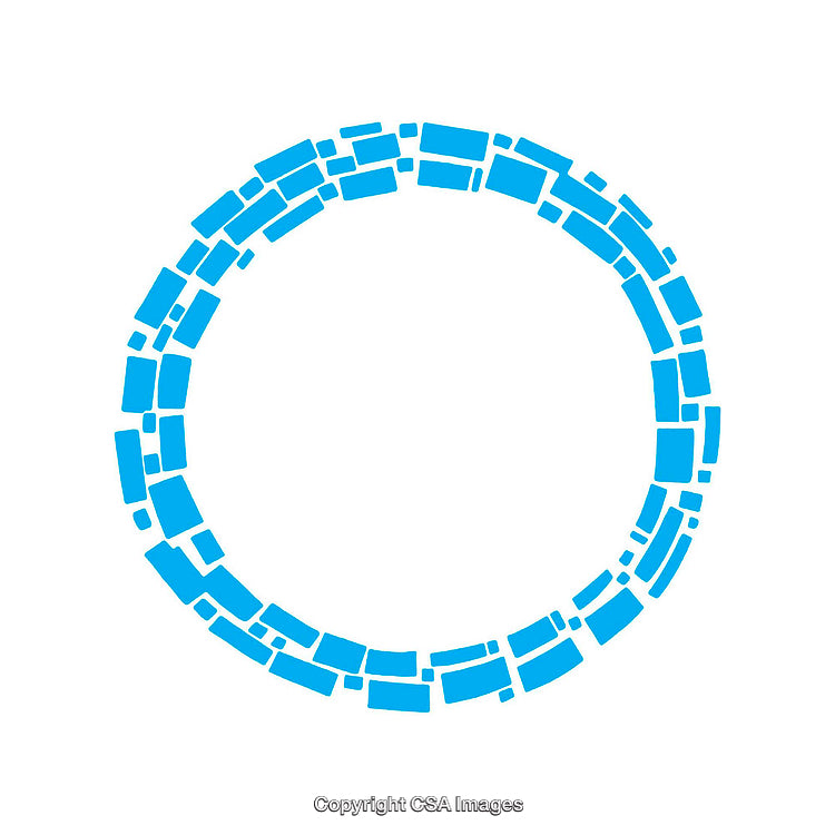 Abstract Blue Circular Graphic With Geometric Patterns on White Background