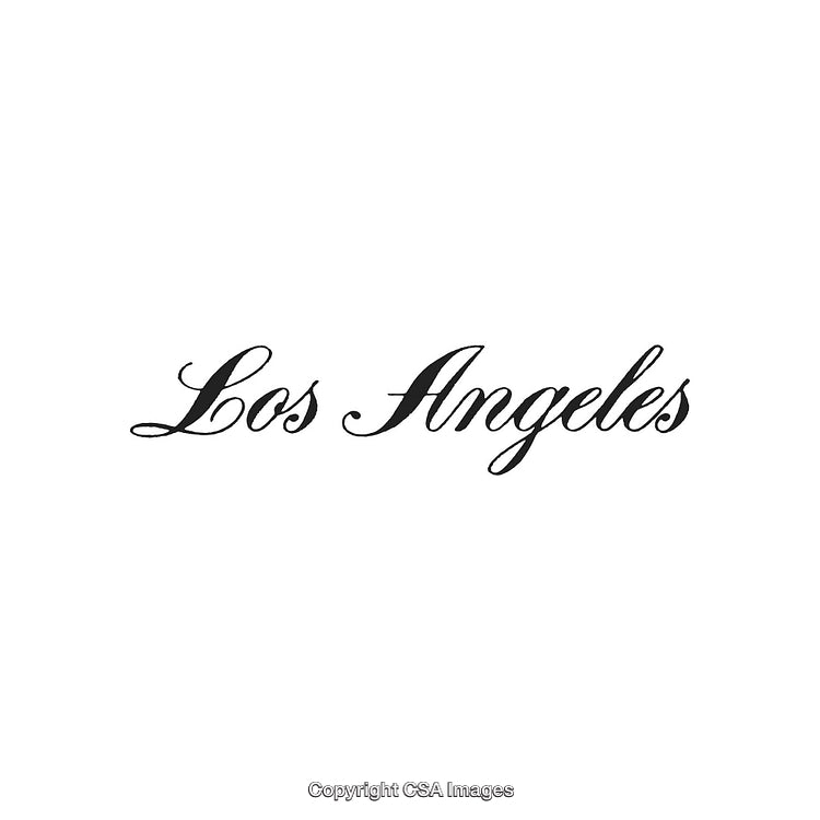 Elegant Script Typography Featuring "Los Angeles" in Black on White Background