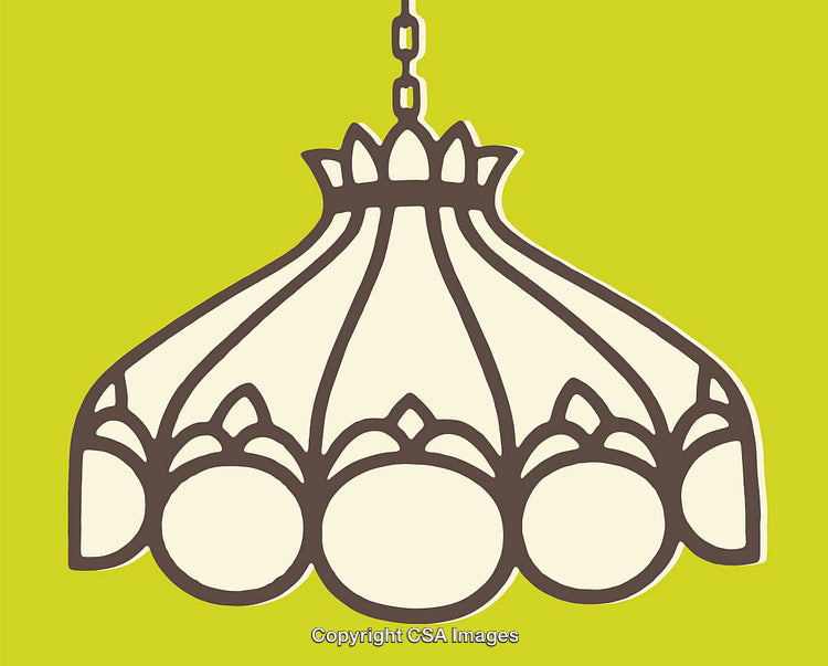 Stylized Line Art of a Decorative Hanging Lamp on Vibrant Background