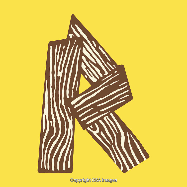 Artistic Rendition of The Letter R with Wood Pattern Design