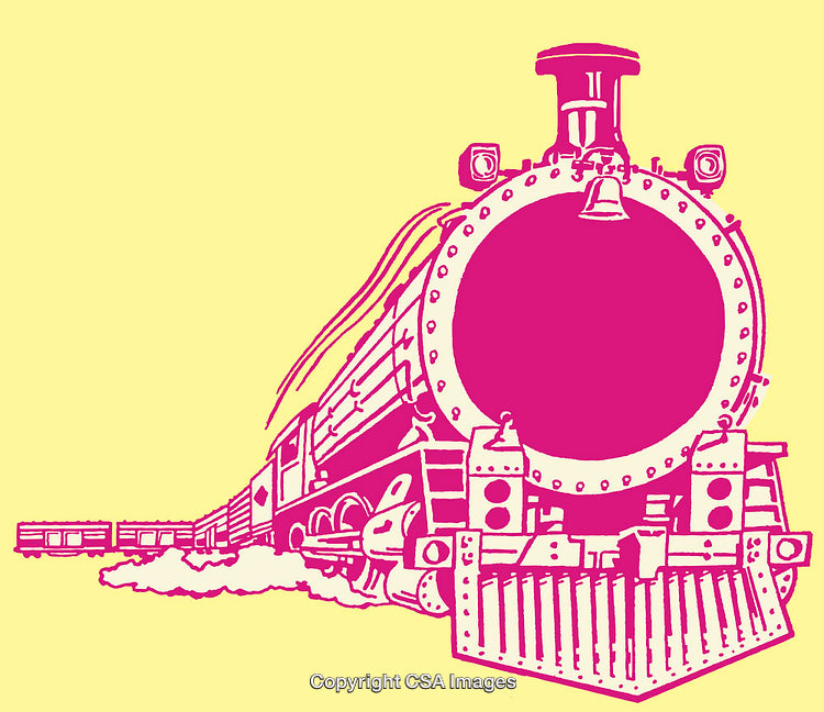 Color Line Art of a Steam Train with a Vibrant Design