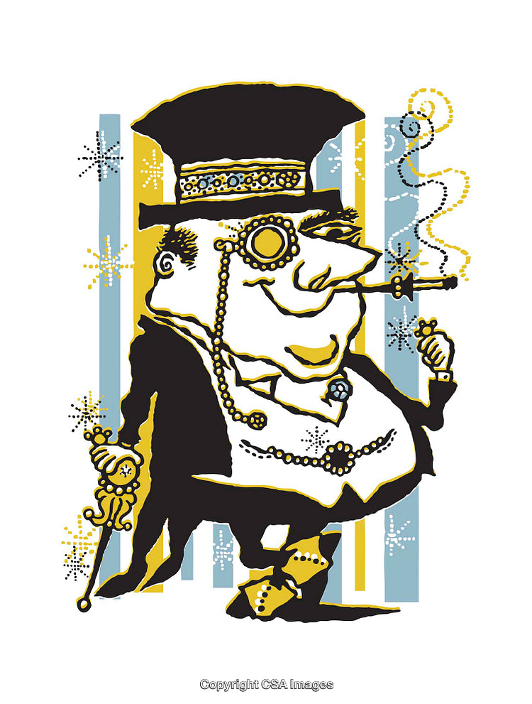 Vintage Illustration of Aristocrat Smoking Cigar in Classic Artistic Style