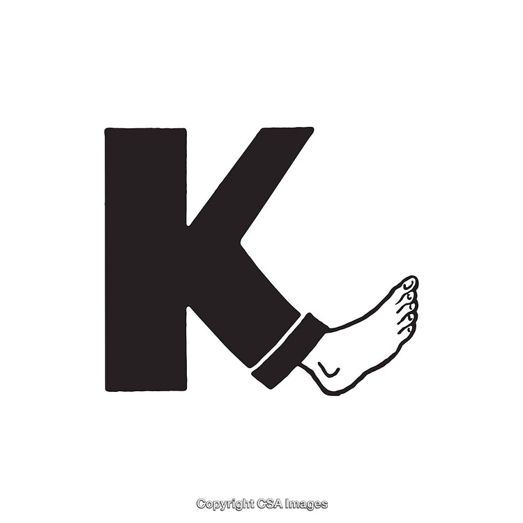 Creative Artwork of Letter K with a Foot Design Illustration