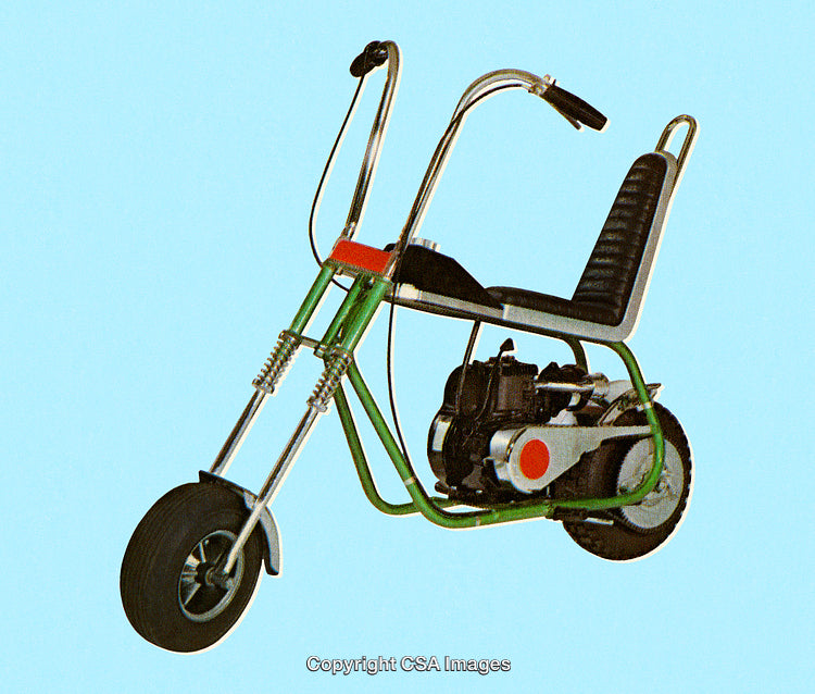 Retro-Styled Vintage Mini Bike on Bright Blue Background