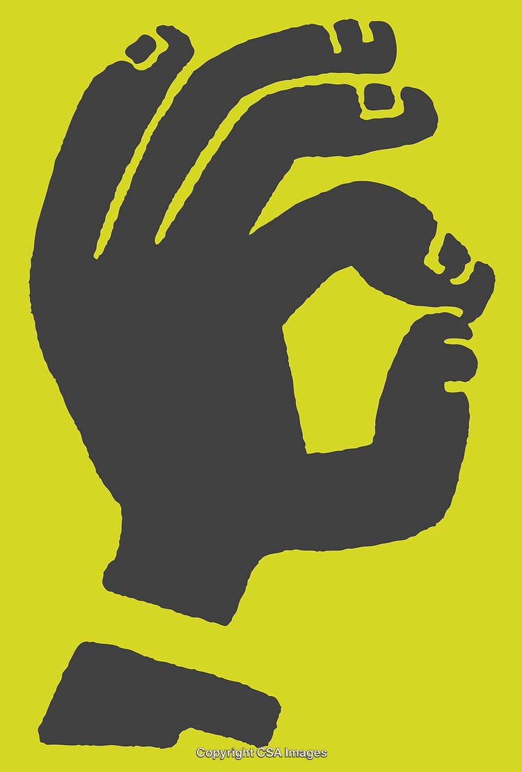 Abstract Line Art of Hand Gesture on Yellow Background