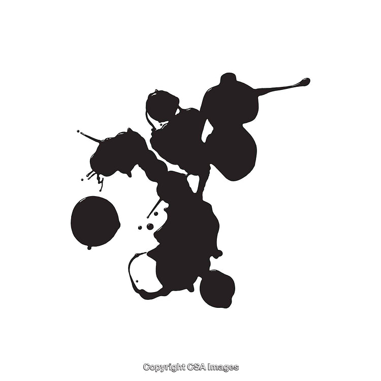 Abstract Black Ink Splash on White Background Art Illustration