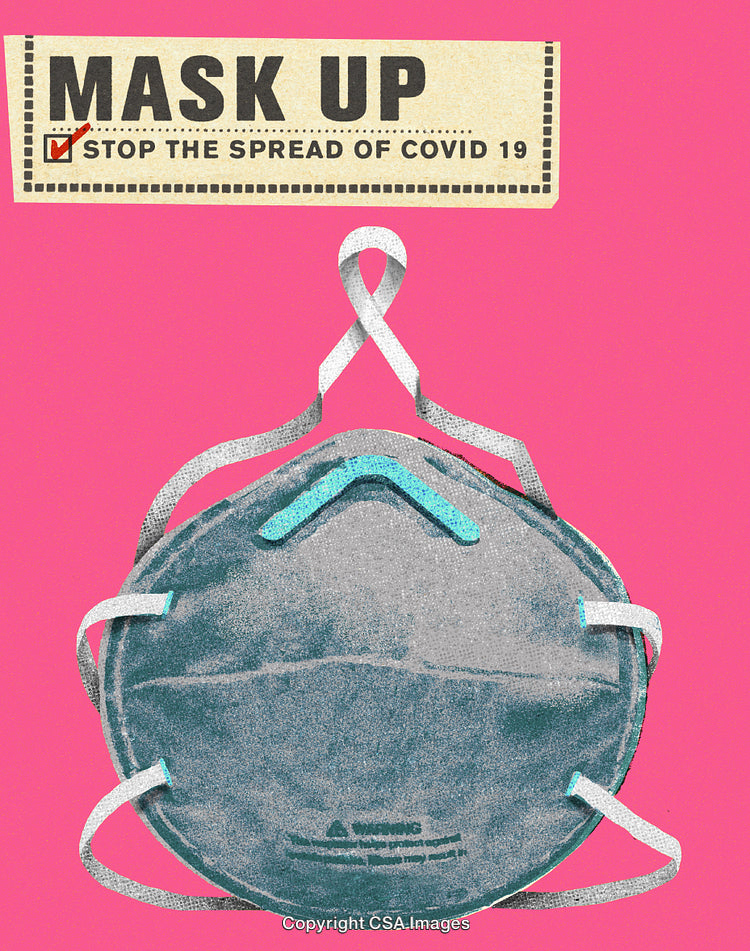 Protective Face Mask Promoting Safety Measures Against COVID-19 on Bright Pink Background