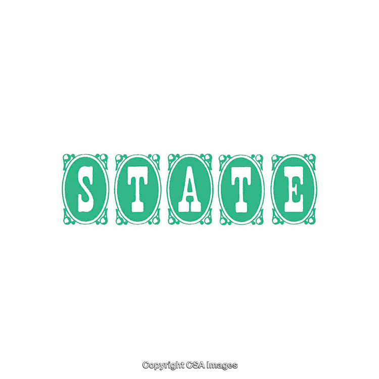 Green Decorative State Text Design on White Background