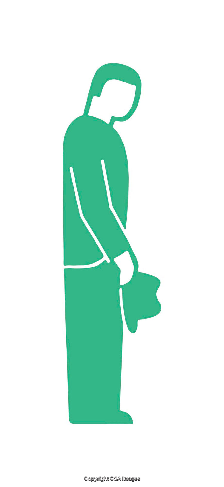 Simple Illustration of a Person in a Bowing Position Holding a Hat
