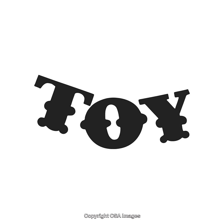Bold Black Text Saying 'TOY' Displayed in Decorative Font Style