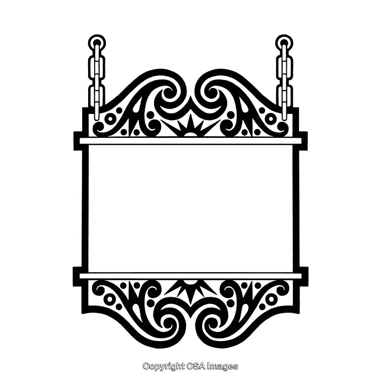 Ornamental Black and White Border Frame with Decorative Floral Design