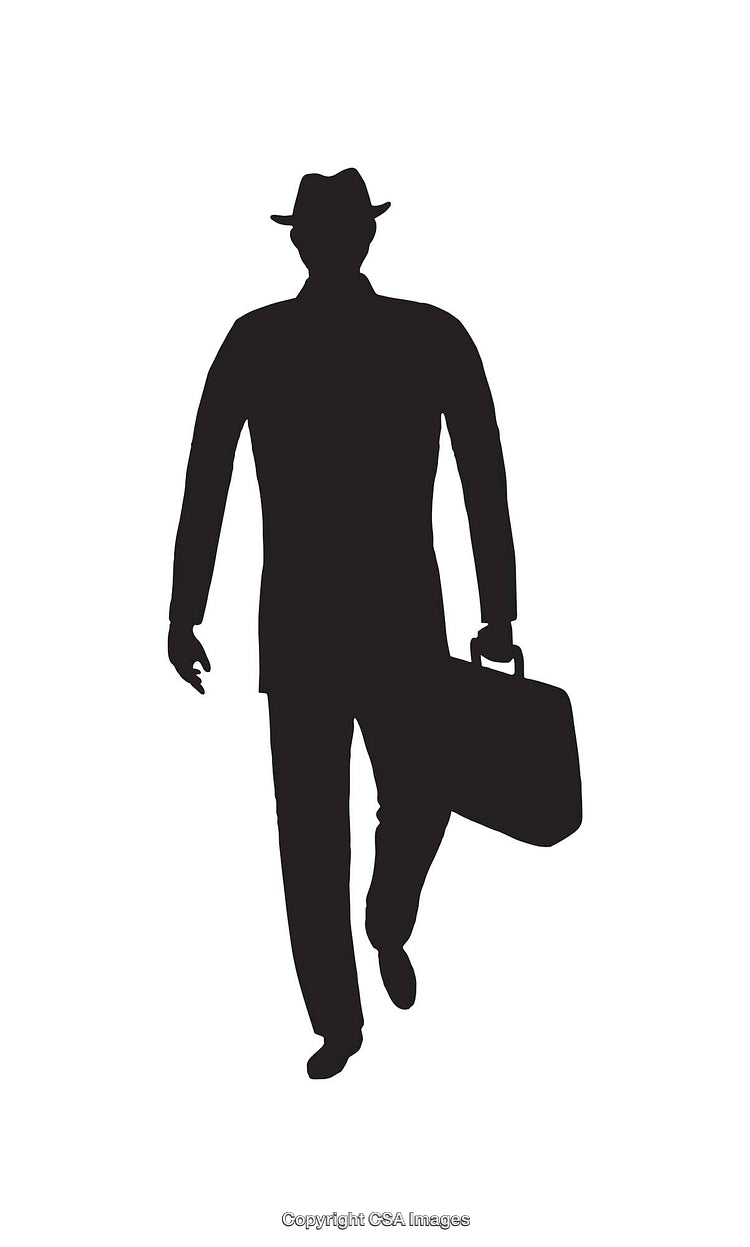 Silhouette of a Businessman Walking with a Briefcase