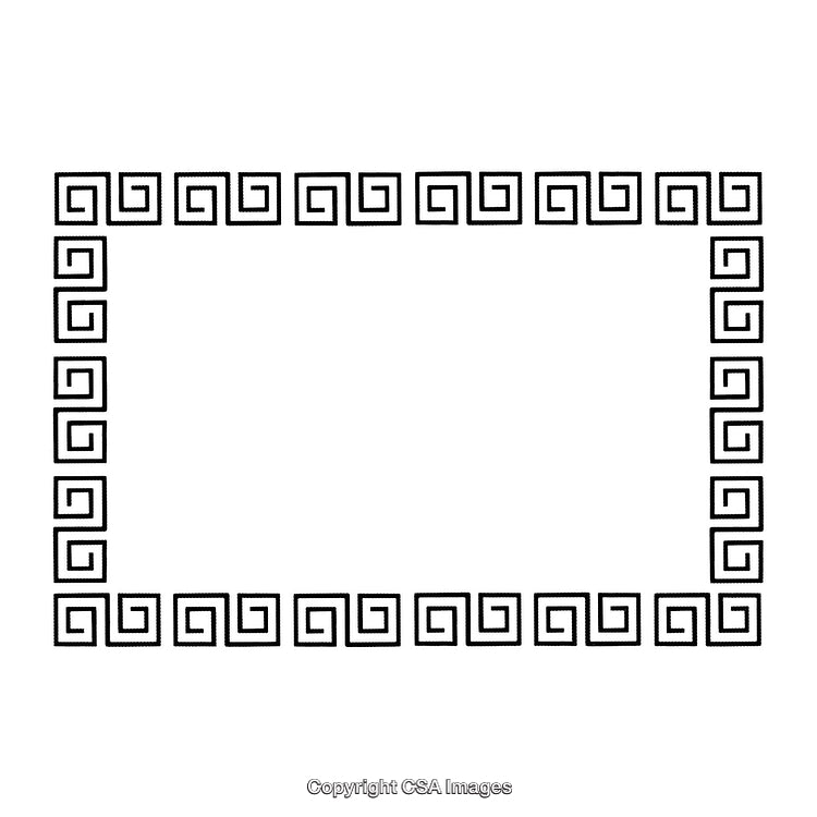 Decorative Black Greek Style Border Pattern On White Background